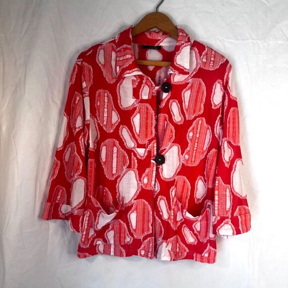 Kaktus Distressed Abstract Artsy Button Front Cardigan Top Size Medium - Picture 10 of 10